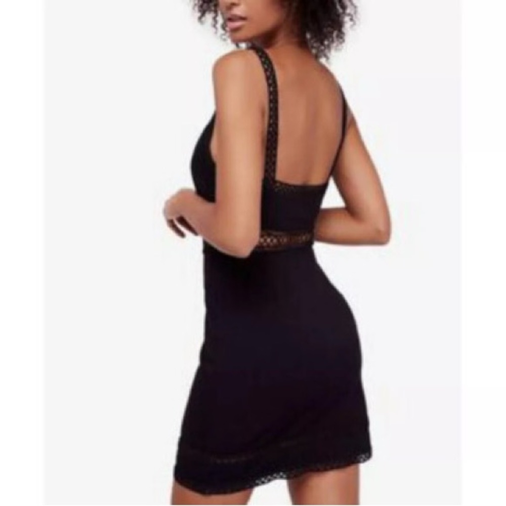 FREE PEOPLE NWOT EYELET DETAILS MINI SLEEVELESS BLACK DRESS